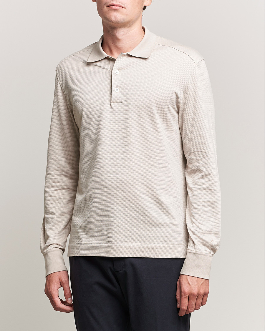 Herren | Pullover | Zegna | Cotton/Silk Long Sleeve Polo Beige
