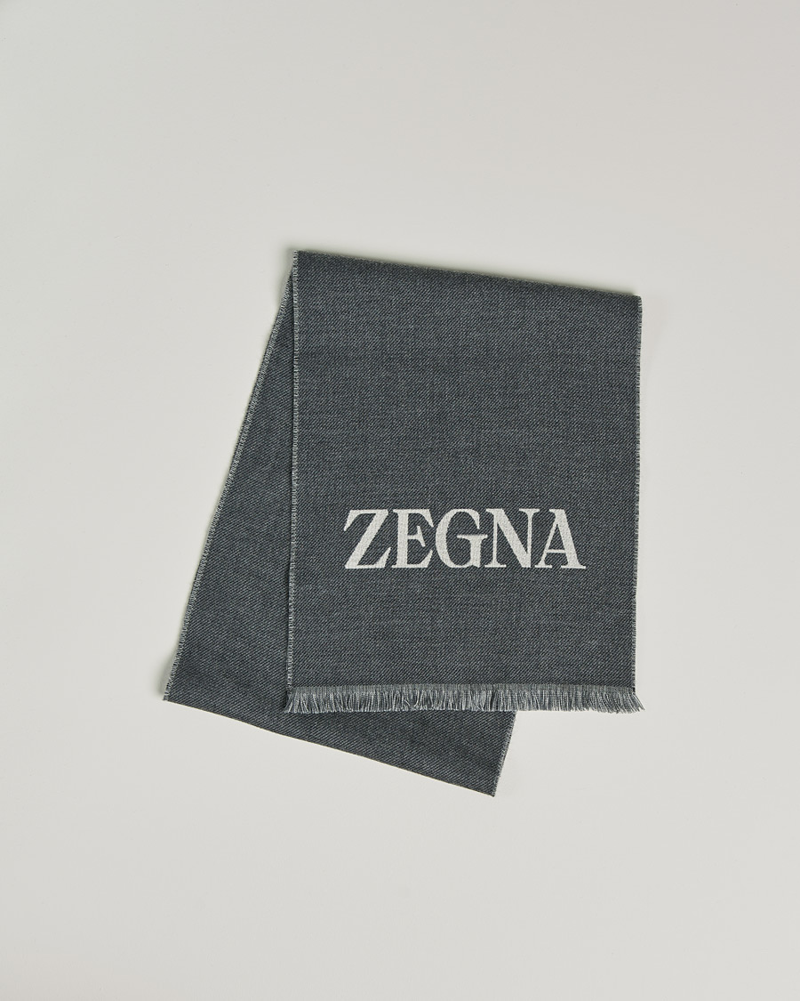 Herren | Zegna Bicolor Wool Scarf Dark Grey | Zegna | Bicolor Wool Scarf Dark Grey