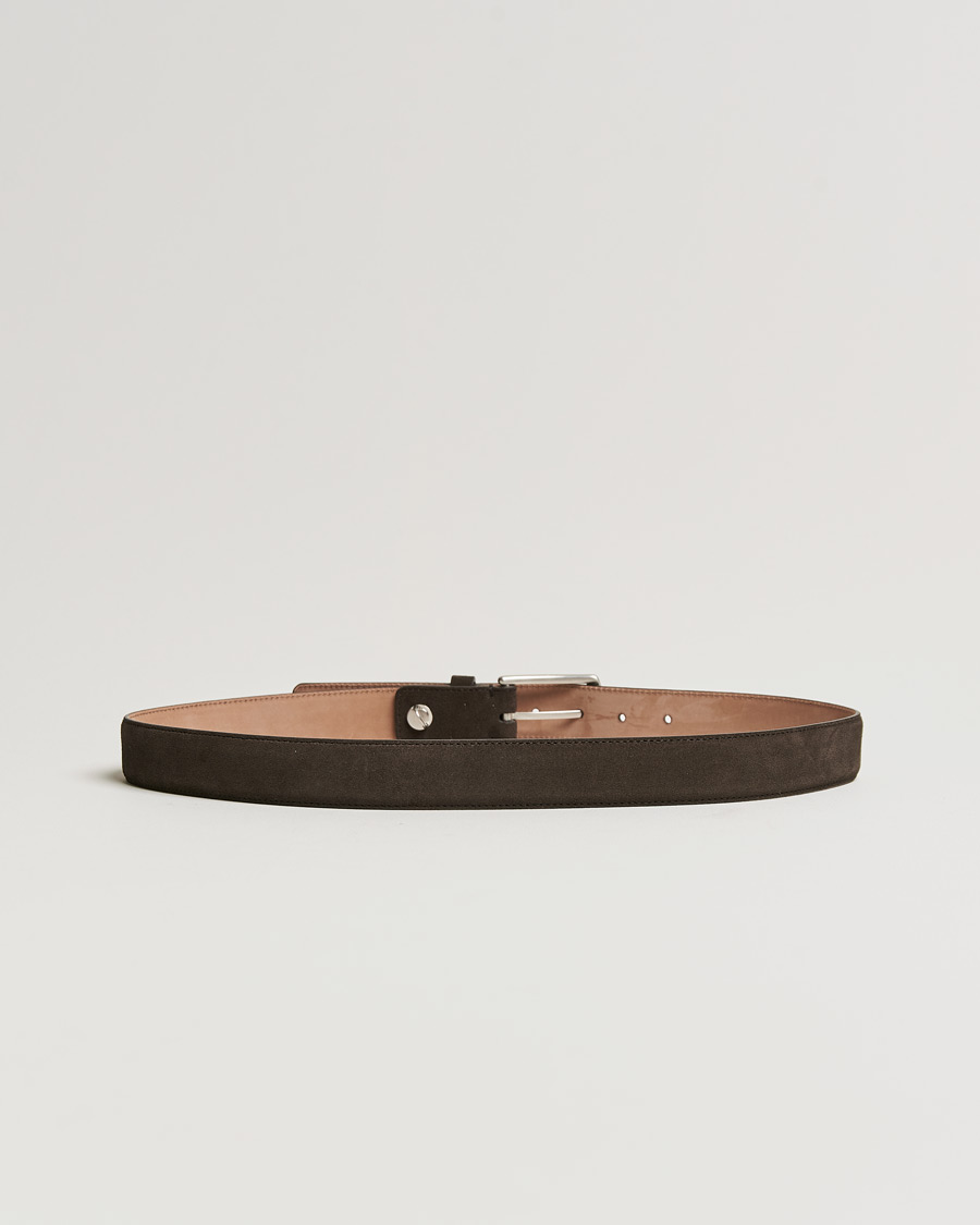 Herren | Zegna Triple Stitch Belt Dark Brown Suede | Zegna | Triple Stitch Belt Dark Brown Suede