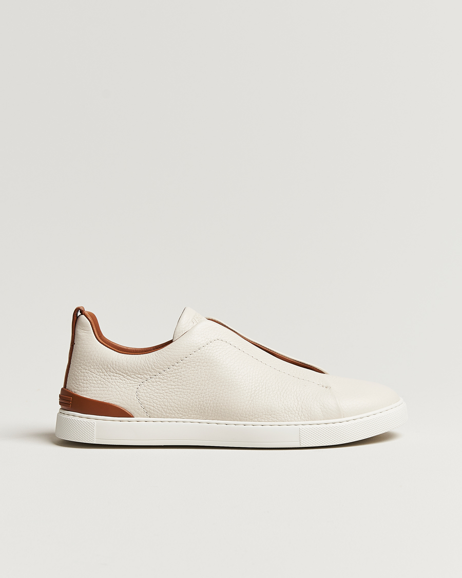 Herren | Zegna Triple Stitch Sneakers White Deerskin | Zegna | Triple Stitch Sneakers White Deerskin