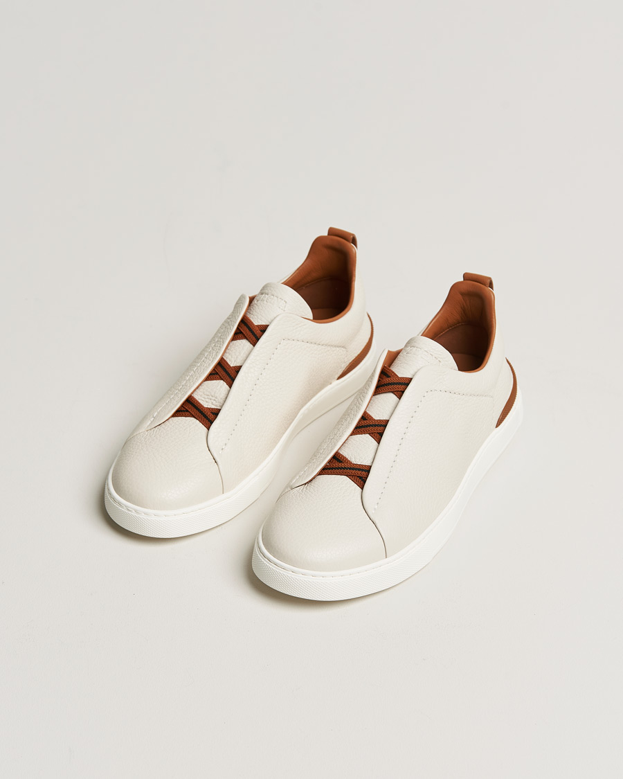 Herren | Zegna Triple Stitch Sneakers White Deerskin | Zegna | Triple Stitch Sneakers White Deerskin