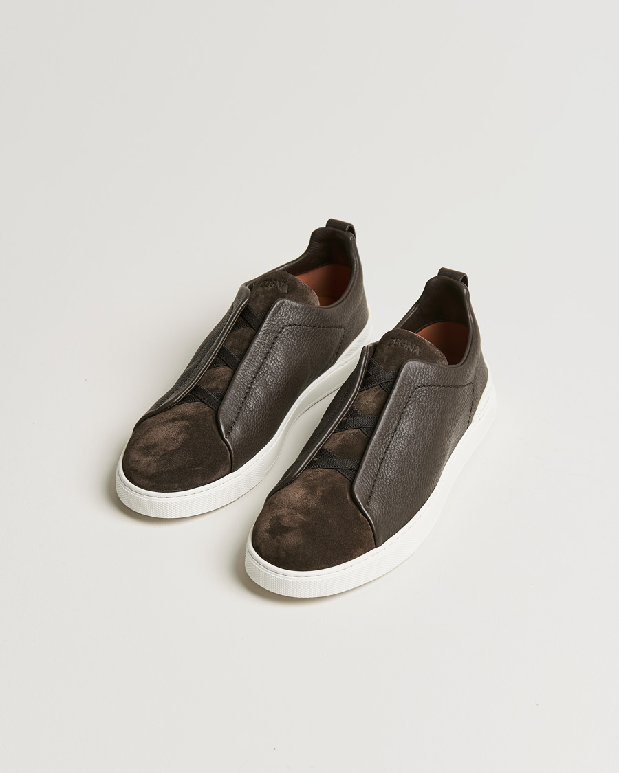 Herren | Zegna Triple Stitch Sneaker Dark Brown Calf | Zegna | Triple Stitch Sneaker Dark Brown Calf