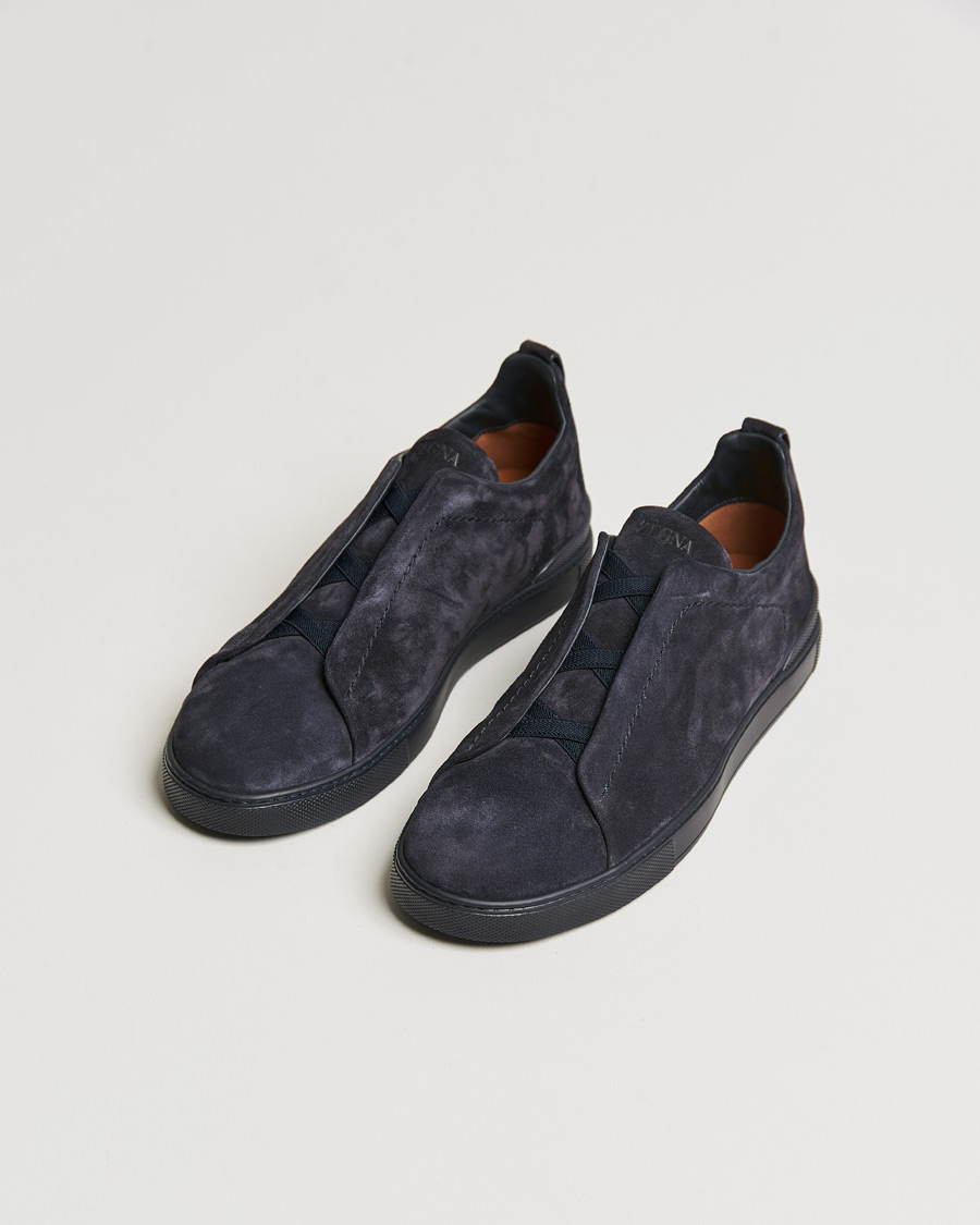 Herren | Zegna Triple Stitch Sneakers Full Navy Suede | Zegna | Triple Stitch Sneakers Full Navy Suede