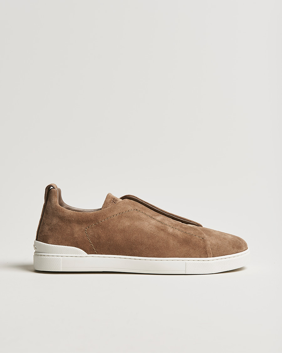 Herren | Zegna Triple Stitch Sneakers Beige Suede | Zegna | Triple Stitch Sneakers Beige Suede