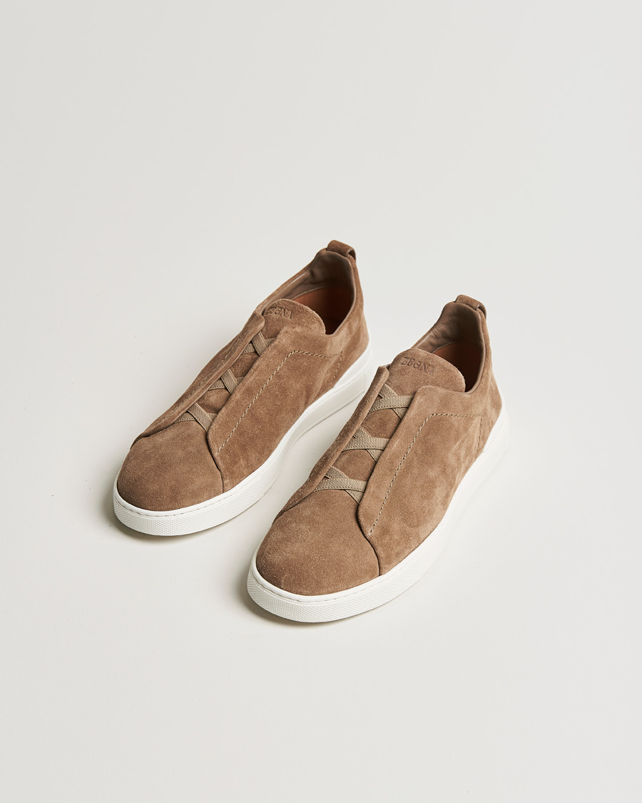 Herren | Zegna Triple Stitch Sneakers Beige Suede | Zegna | Triple Stitch Sneakers Beige Suede