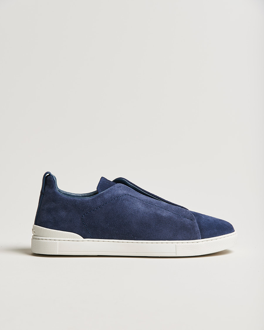 Herren | Zegna Triple Stitch Sneaker Blue Suede | Zegna | Triple Stitch Sneaker Blue Suede