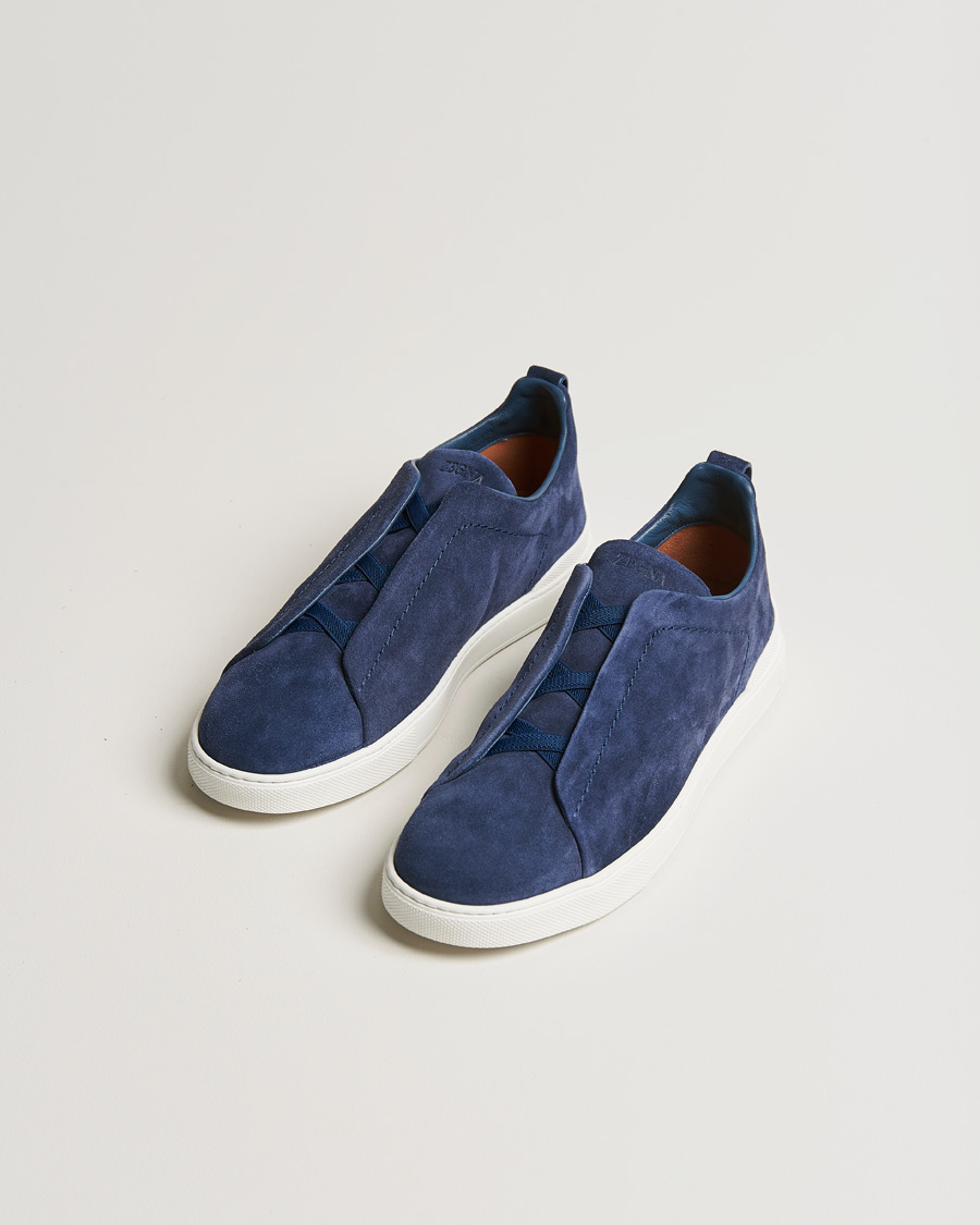 Herren | Zegna Triple Stitch Sneaker Blue Suede | Zegna | Triple Stitch Sneaker Blue Suede