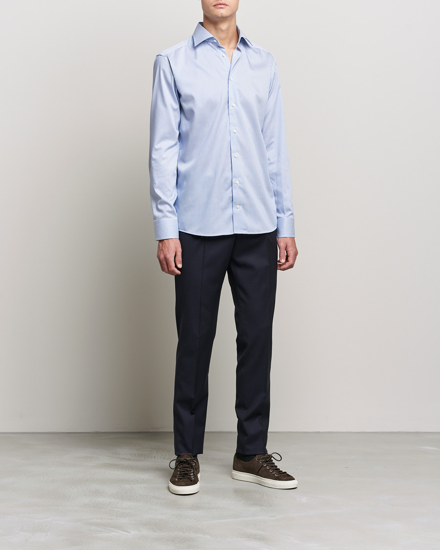 Herren | Hemden | Eton | Bengal Stripe Fine Twill Shirt Royal Blue