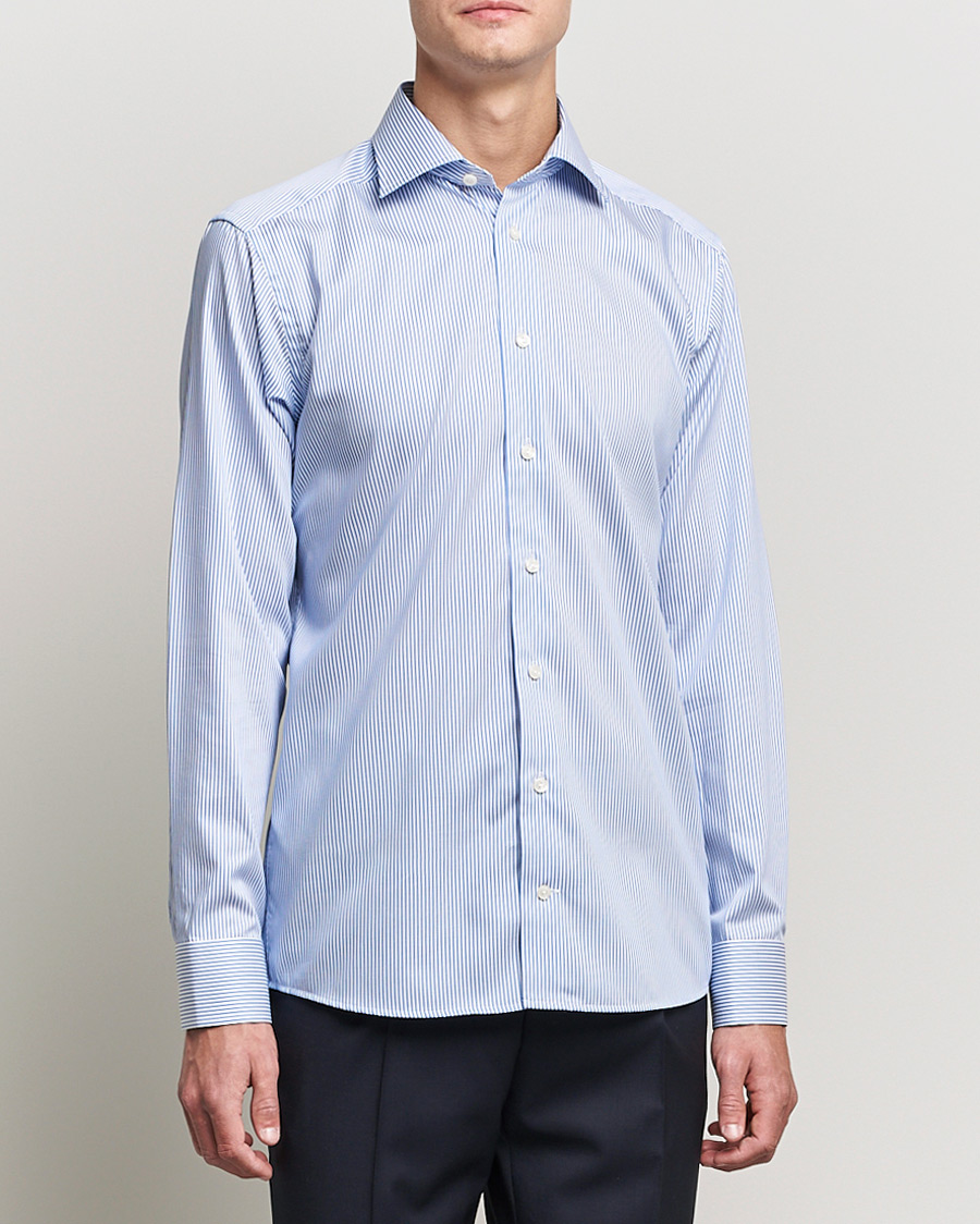 Herren | Hemden | Eton | Bengal Stripe Fine Twill Shirt Royal Blue