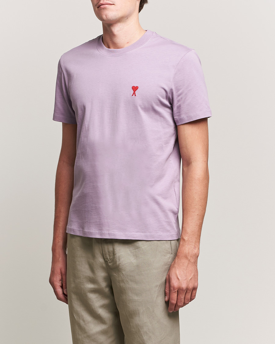 Herren | T-Shirts | AMI | Heart Logo T-Shirt Washed Purple