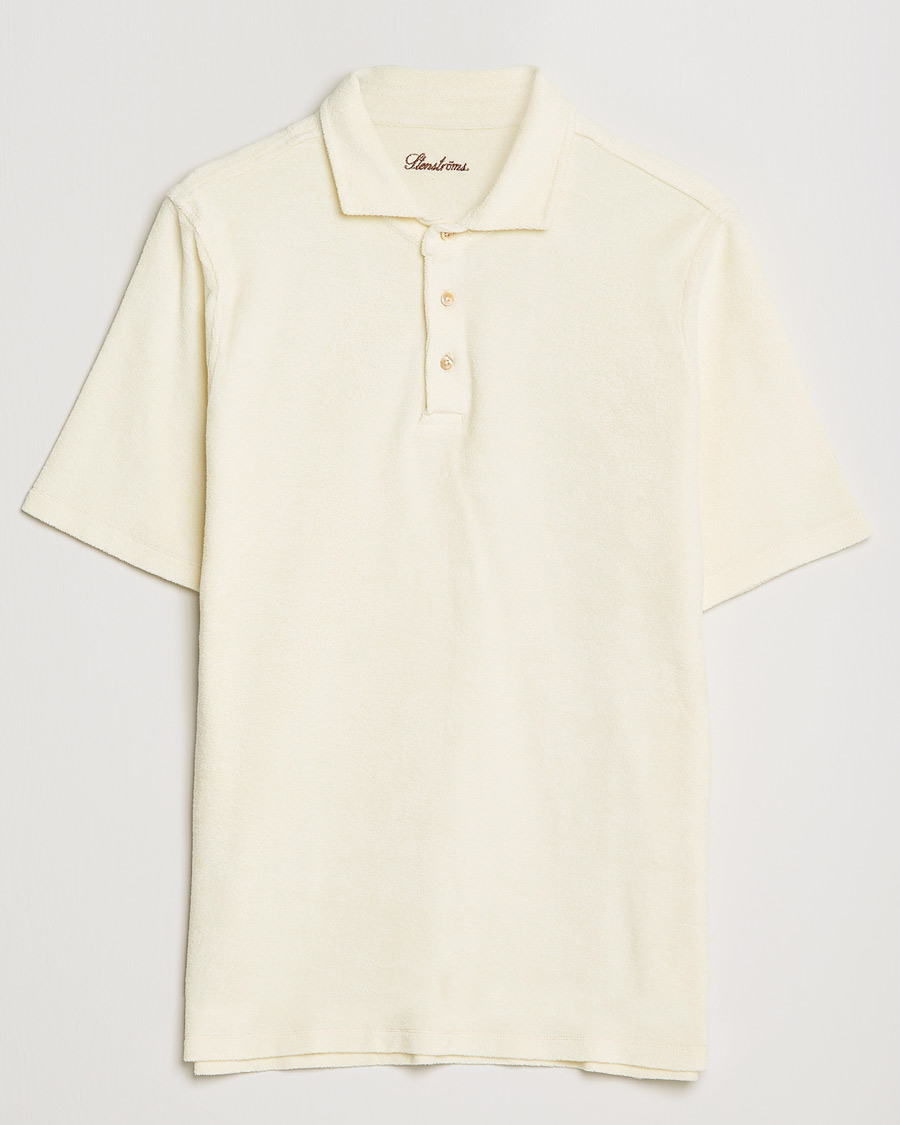 Herren | Poloshirts | Stenströms | Towelling Cotton Poloshirt Cream