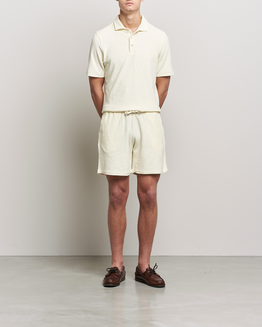 Herren | Poloshirts | Stenströms | Towelling Cotton Poloshirt Cream