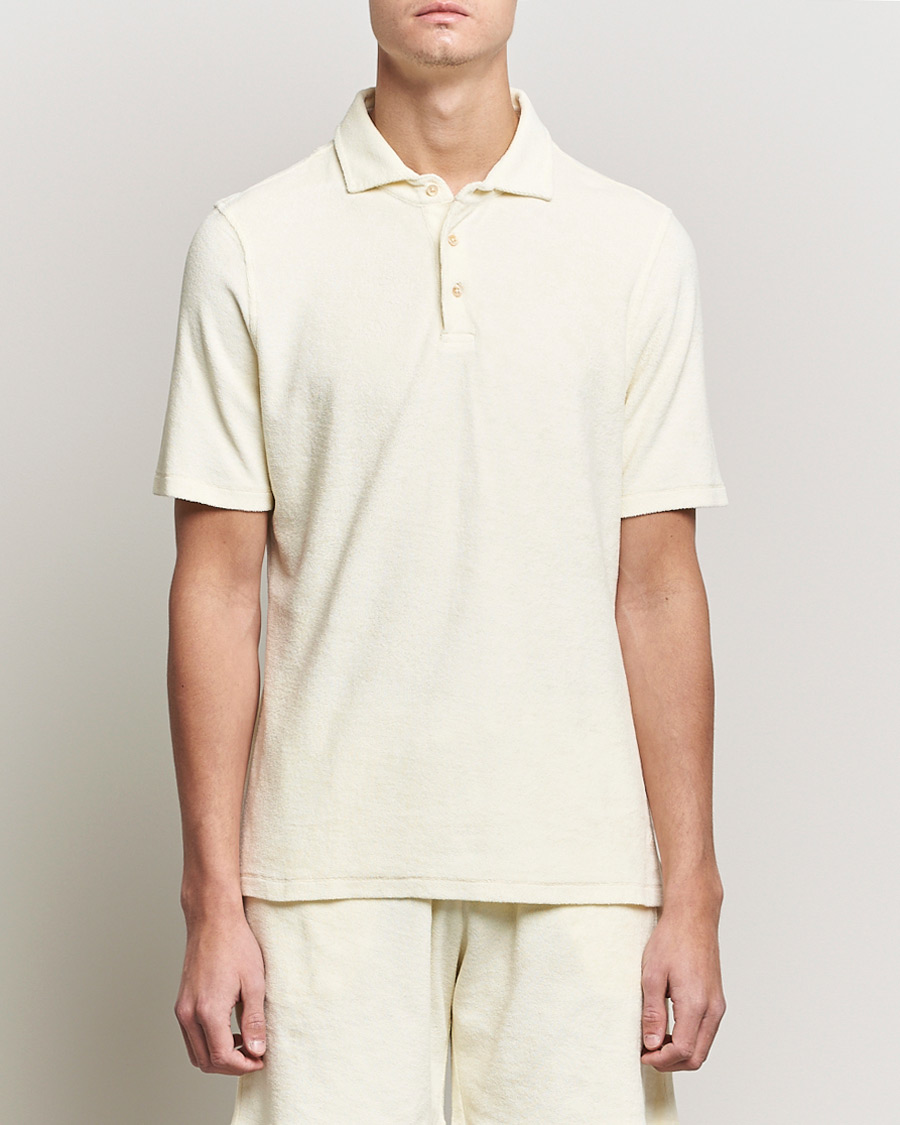 Herren | Poloshirts | Stenströms | Towelling Cotton Poloshirt Cream