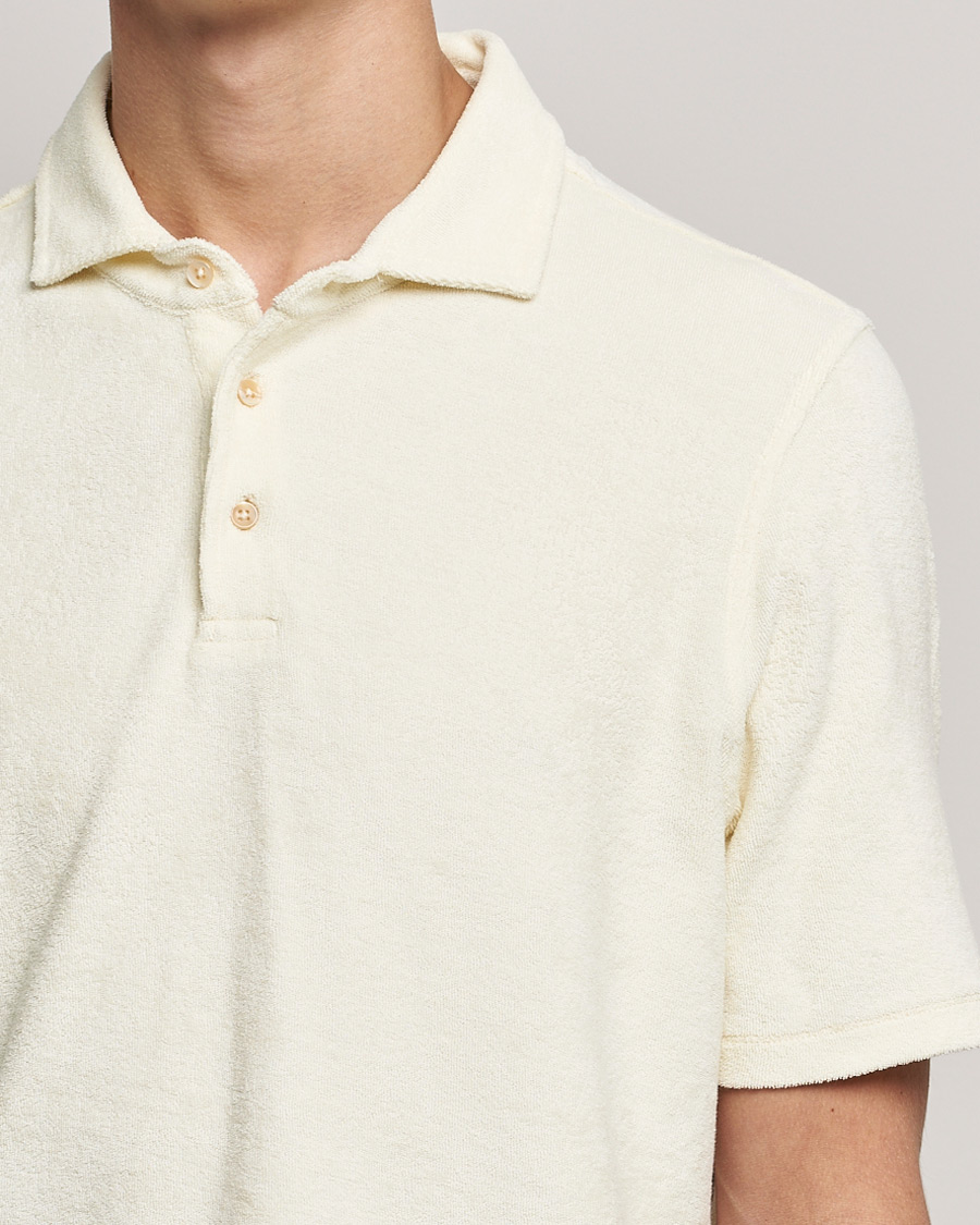 Herren | Poloshirts | Stenströms | Towelling Cotton Poloshirt Cream
