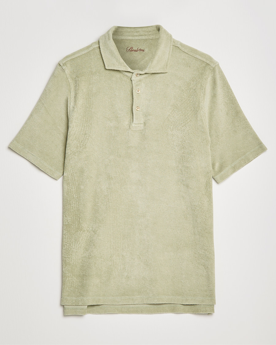 Herren | Poloshirts | Stenströms | Towelling Cotton Poloshirt Olive