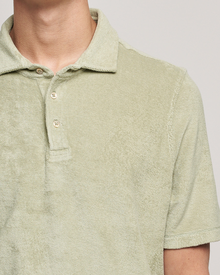 Herren | Poloshirts | Stenströms | Towelling Cotton Poloshirt Olive