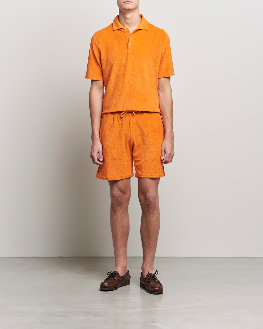 Herren | Poloshirts | Stenströms | Towelling Cotton Poloshirt Orange