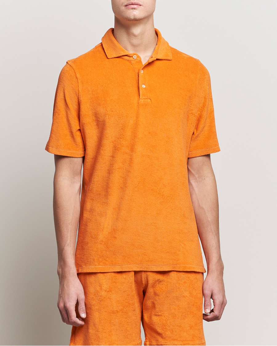 Herren | Poloshirts | Stenströms | Towelling Cotton Poloshirt Orange