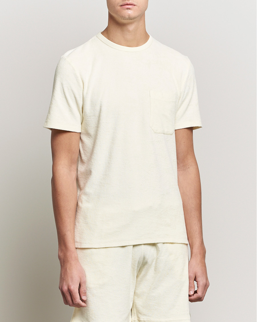 Herren | T-Shirts | Stenströms | Towelling Cotton T-Shirt Cream