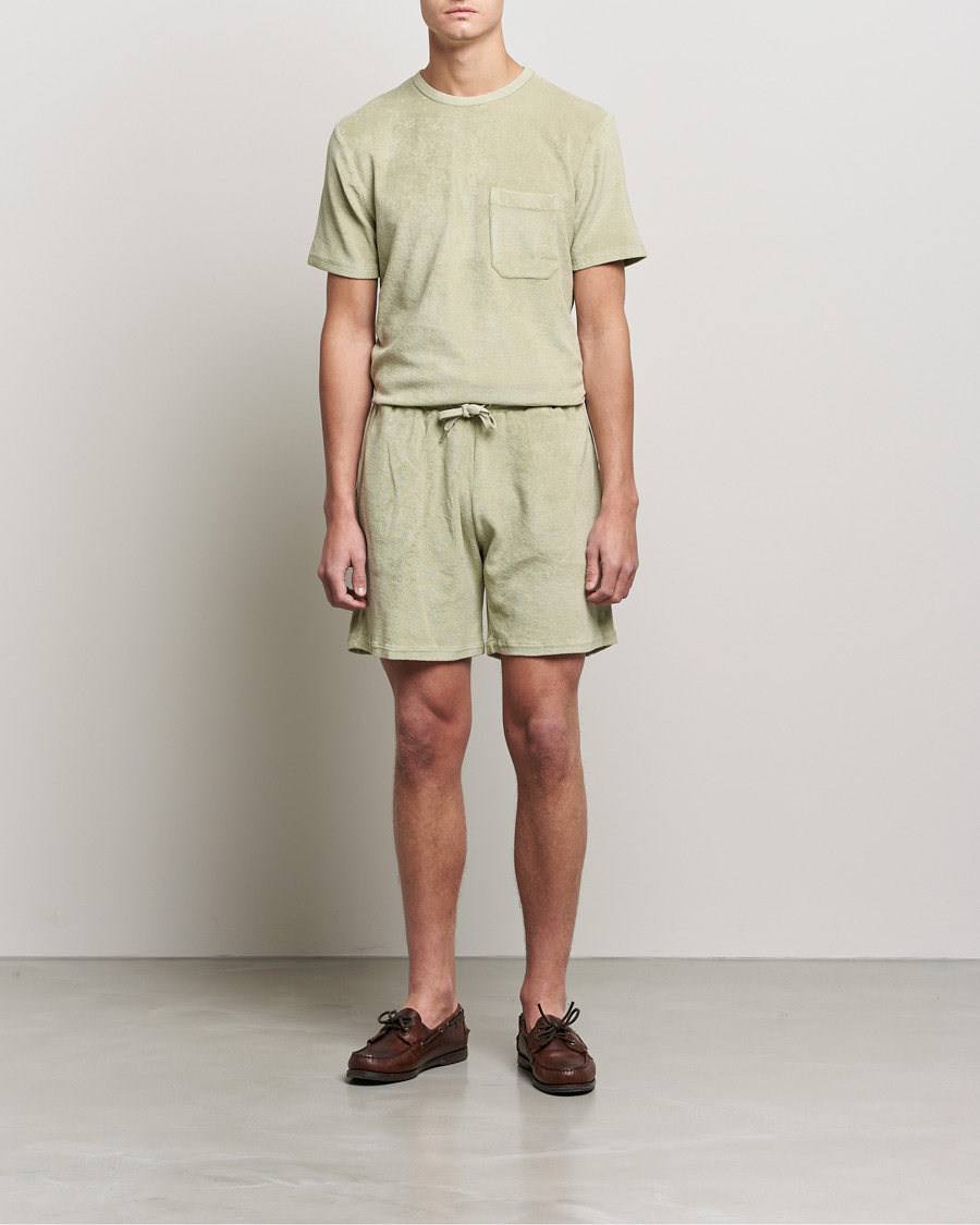 Herren | T-Shirts | Stenströms | Towelling Cotton T-Shirt Olive