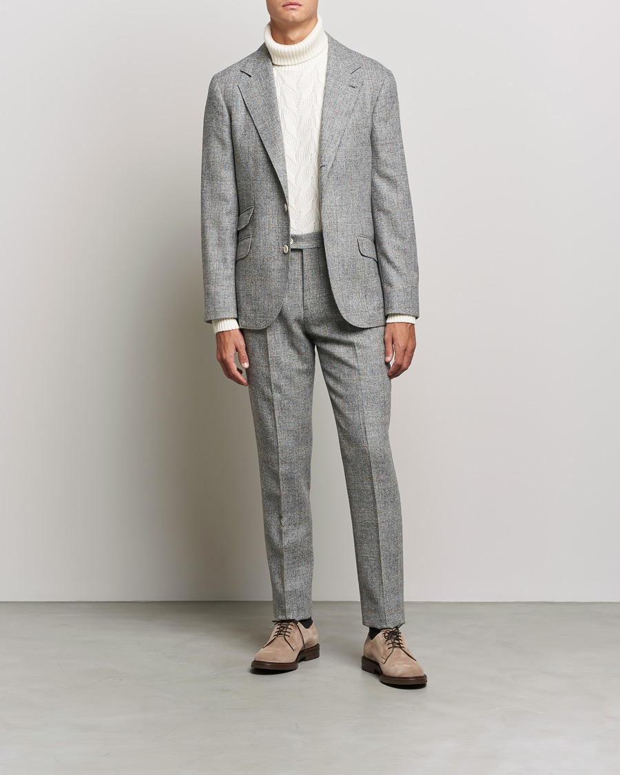 Herren | Anzüge | Brunello Cucinelli | Prince Of Wales Flannel Suit Grey Melange