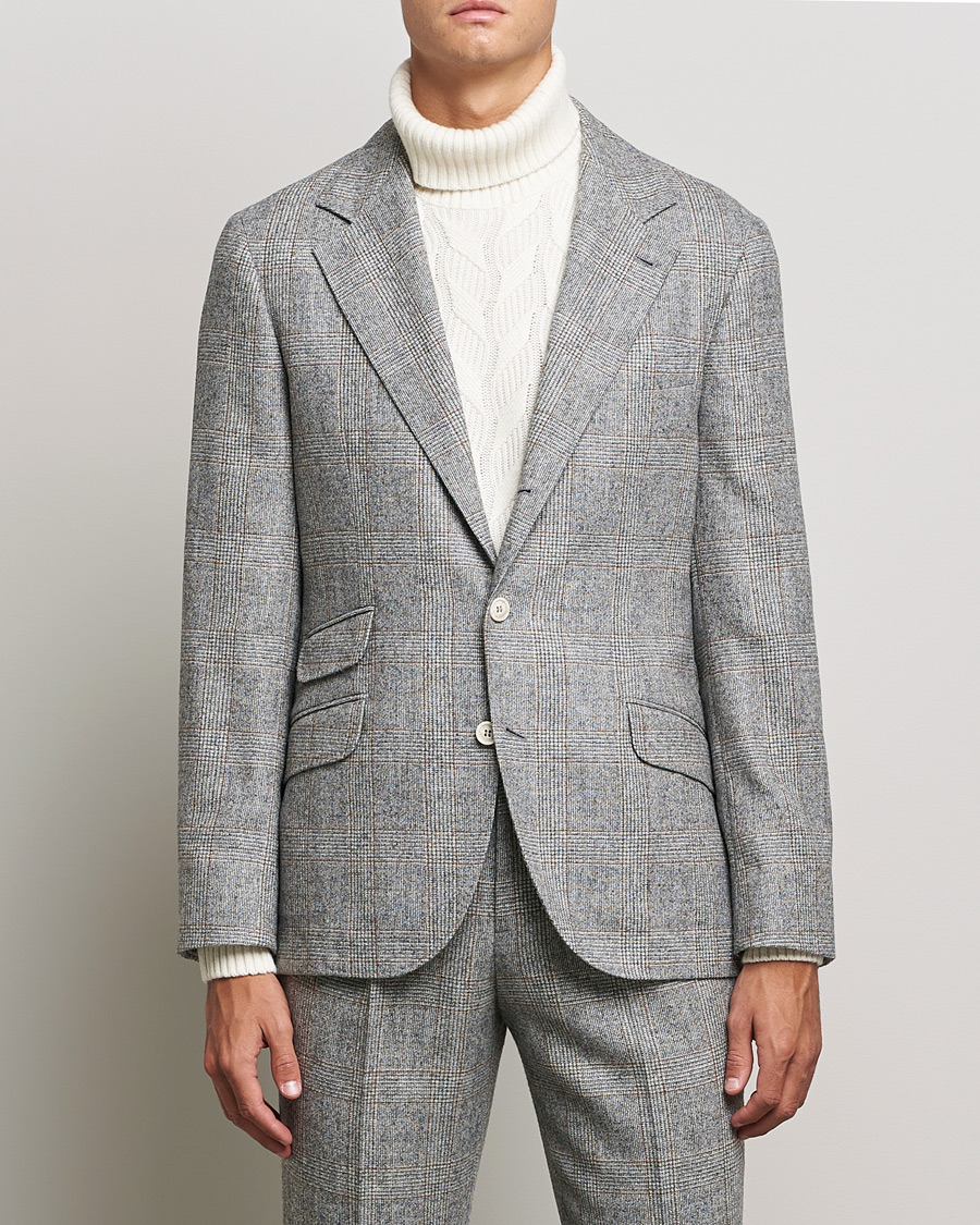 Herren | Anzüge | Brunello Cucinelli | Prince Of Wales Flannel Suit Grey Melange