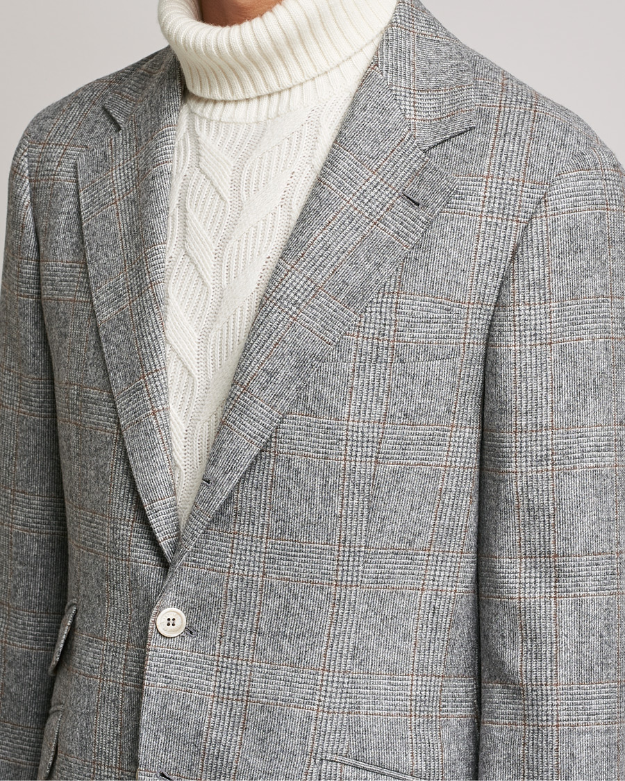 Herren | Anzüge | Brunello Cucinelli | Prince Of Wales Flannel Suit Grey Melange