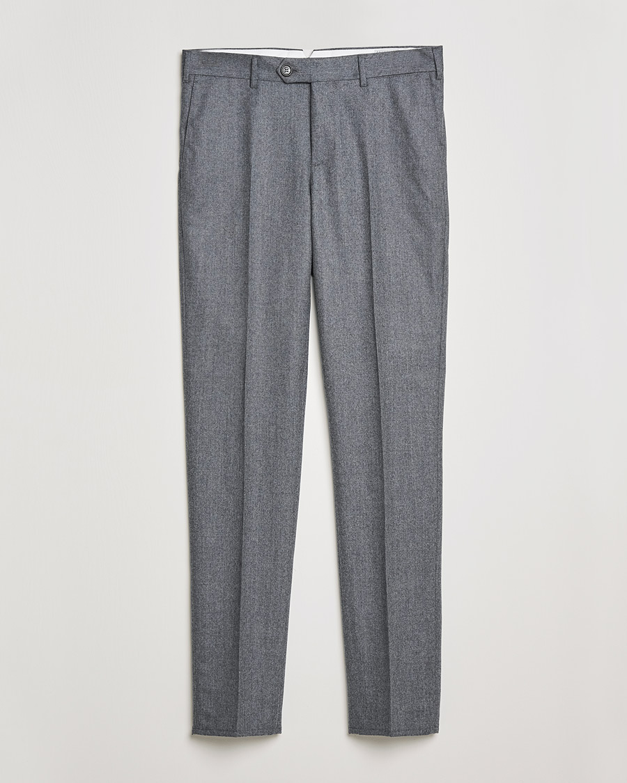Herren | Hosen | Brunello Cucinelli | Slim Fit Flannel Trousers Grey Melange