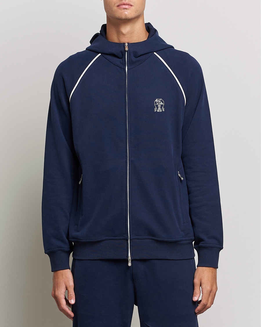 Herren | Pullover | Brunello Cucinelli | Soft Cotton Zip Sweater Cobalt Blue