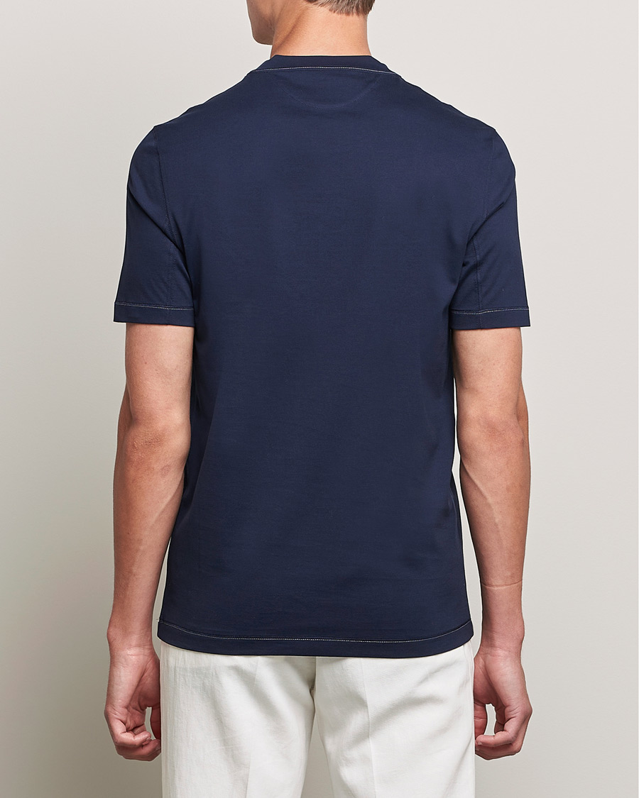 Herren | T-Shirts | Brunello Cucinelli | Short Sleeve Logo T-Shirt Navy