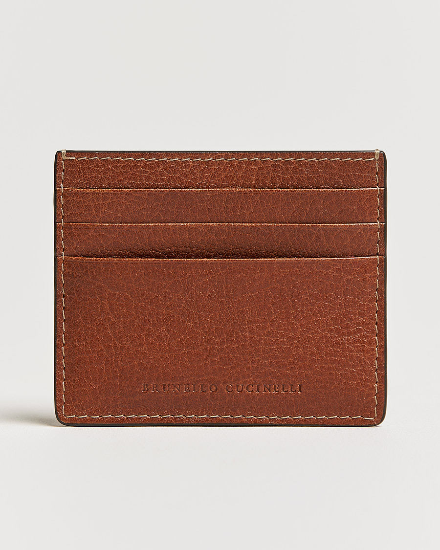 Herren | Brunello Cucinelli Grain Leather Card Holder Cognac | Brunello Cucinelli | Grain Leather Card Holder Cognac