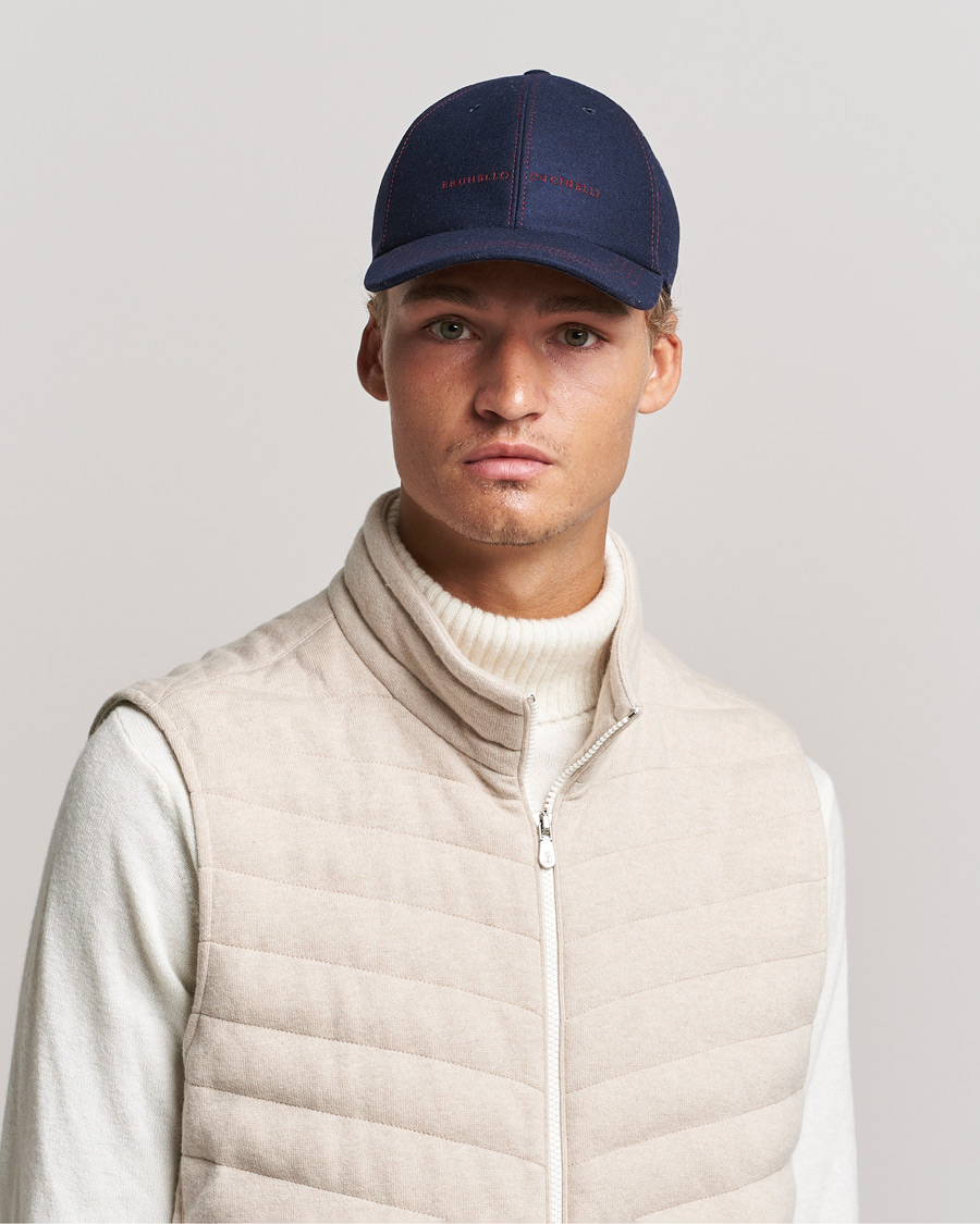 Herren | Brunello Cucinelli Flannel Baseball Cap Navy | Brunello Cucinelli | Flannel Baseball Cap Navy