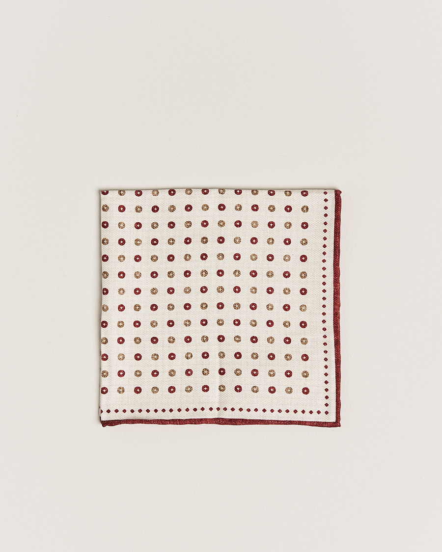 Herren | Brunello Cucinelli Micro Dot Pocket Square White/Red | Brunello Cucinelli | Micro Dot Pocket Square White/Red