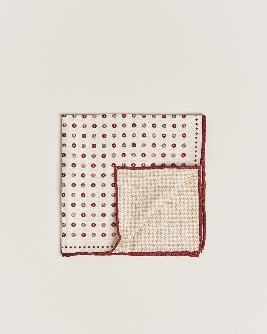 Herren | Brunello Cucinelli Micro Dot Pocket Square White/Red | Brunello Cucinelli | Micro Dot Pocket Square White/Red