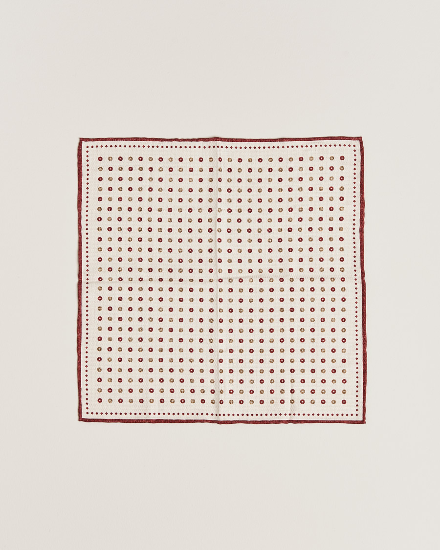 Herren | Brunello Cucinelli Micro Dot Pocket Square White/Red | Brunello Cucinelli | Micro Dot Pocket Square White/Red