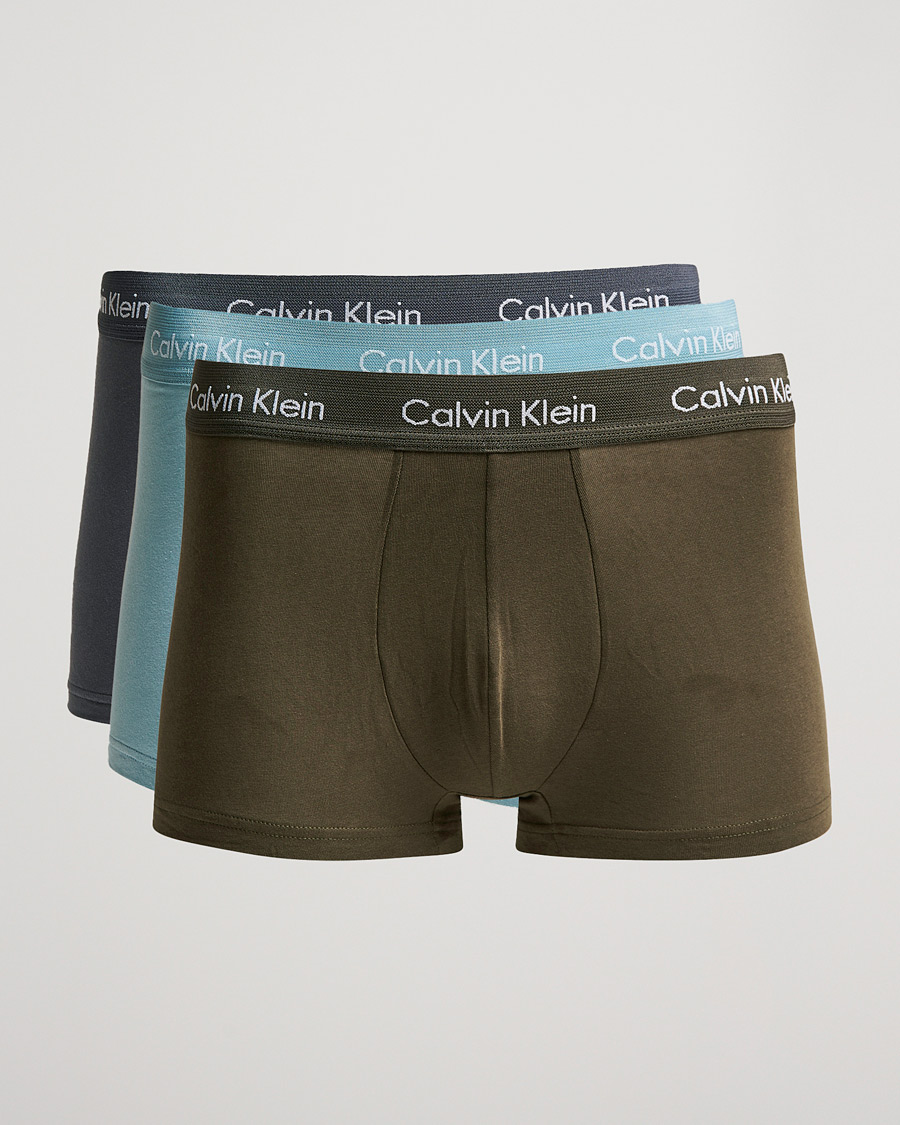 Herren | Unterwäsche | Calvin Klein | Cotton Stretch 3-Pack Low Rise Trunk Grey/Light Grey/Olive