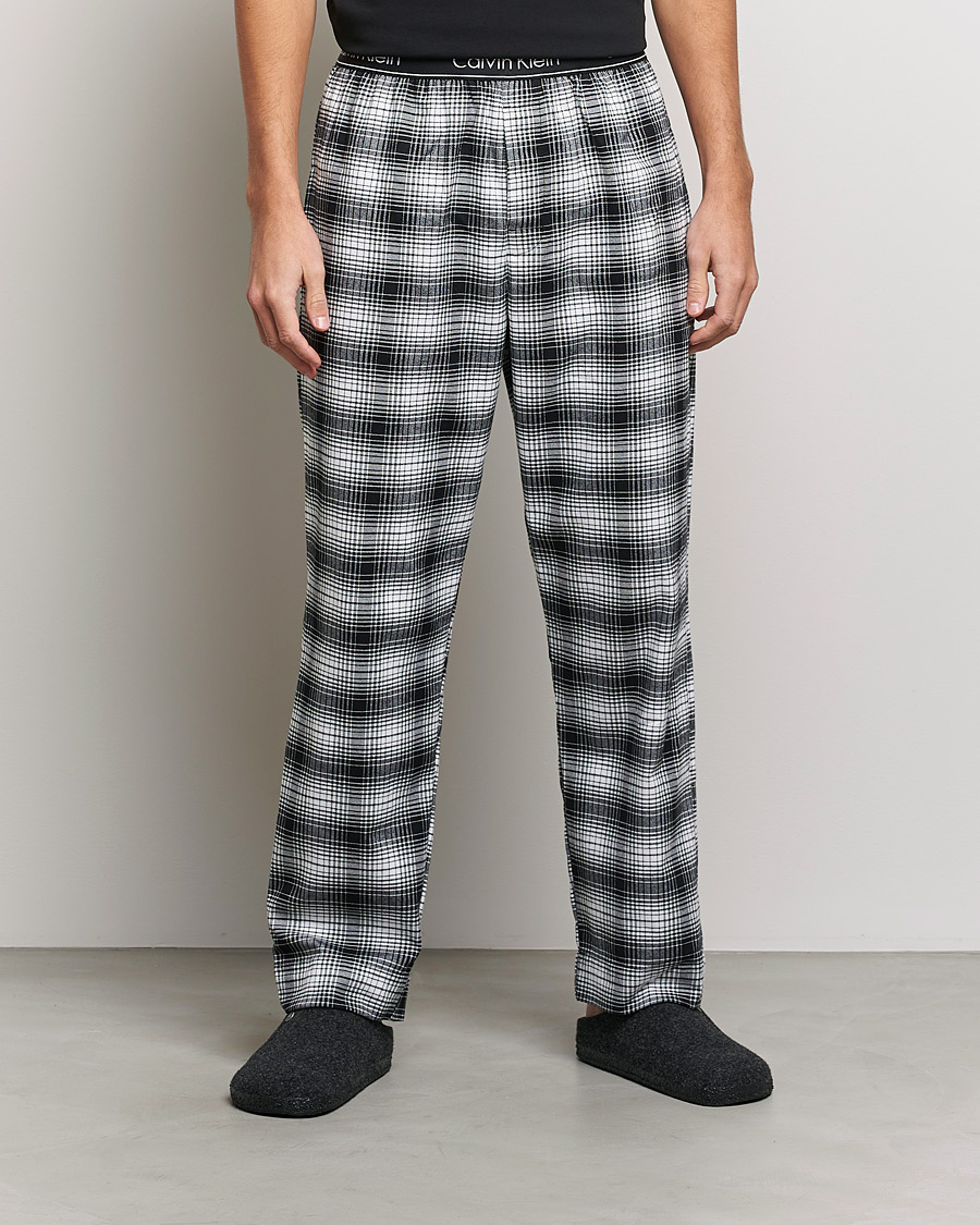 Herren | Schlafanzüge & Bademäntel | Calvin Klein | Brushed Cotton Checked Pyjama Pants Black/White