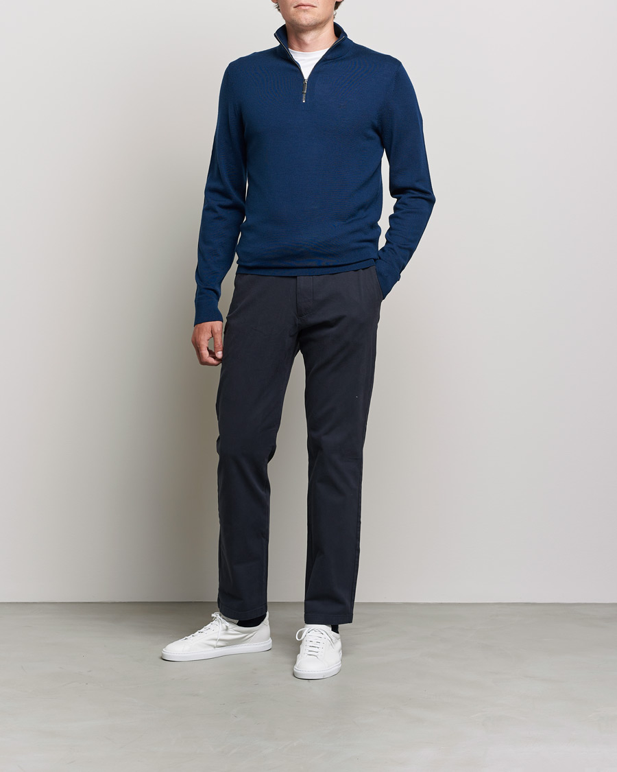 Herren | Pullover | Calvin Klein | Superior Wool Half Zip Sweater Navy