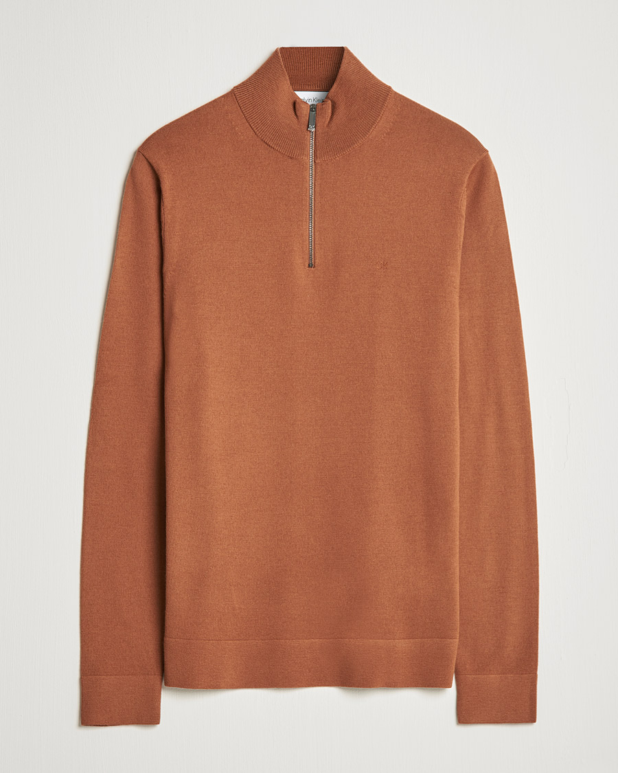 Herren | Pullover | Calvin Klein | Superior Wool Half Zip Sweater Caramel Red