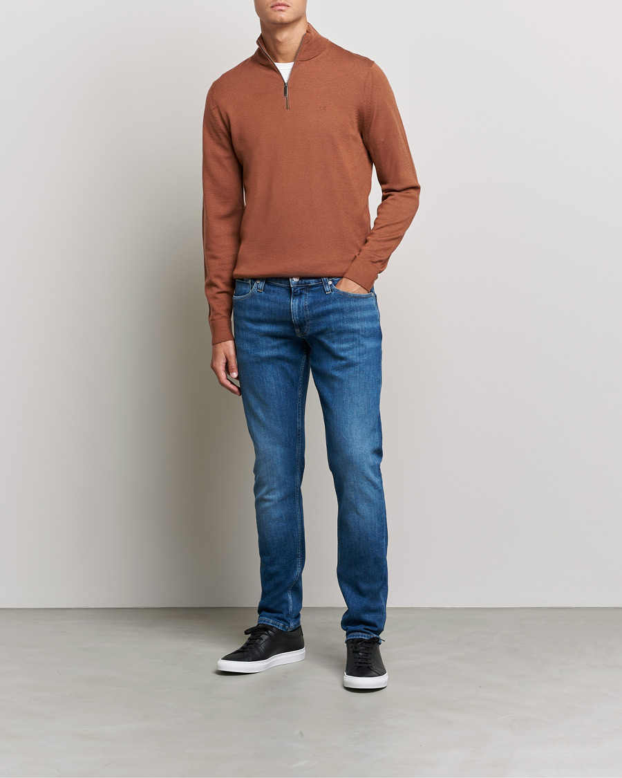 Herren | Pullover | Calvin Klein | Superior Wool Half Zip Sweater Caramel Red