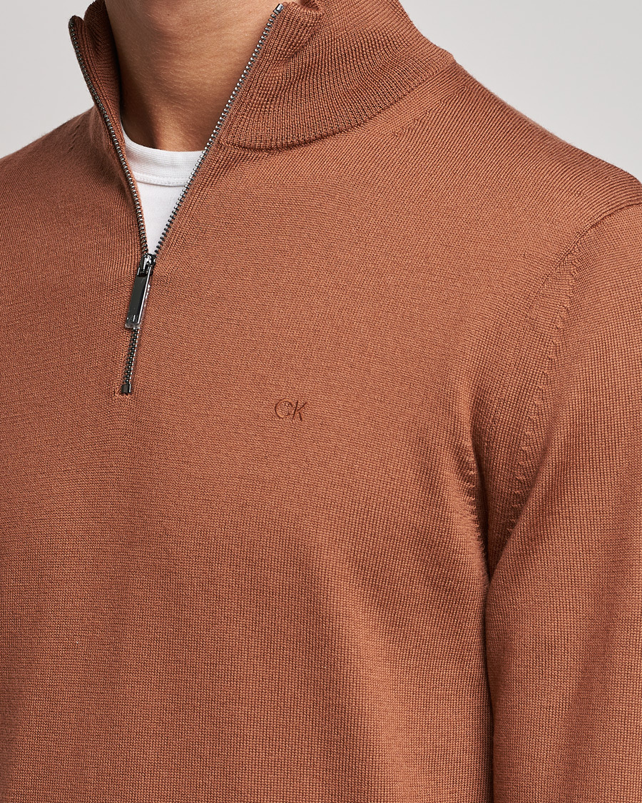 Herren | Pullover | Calvin Klein | Superior Wool Half Zip Sweater Caramel Red