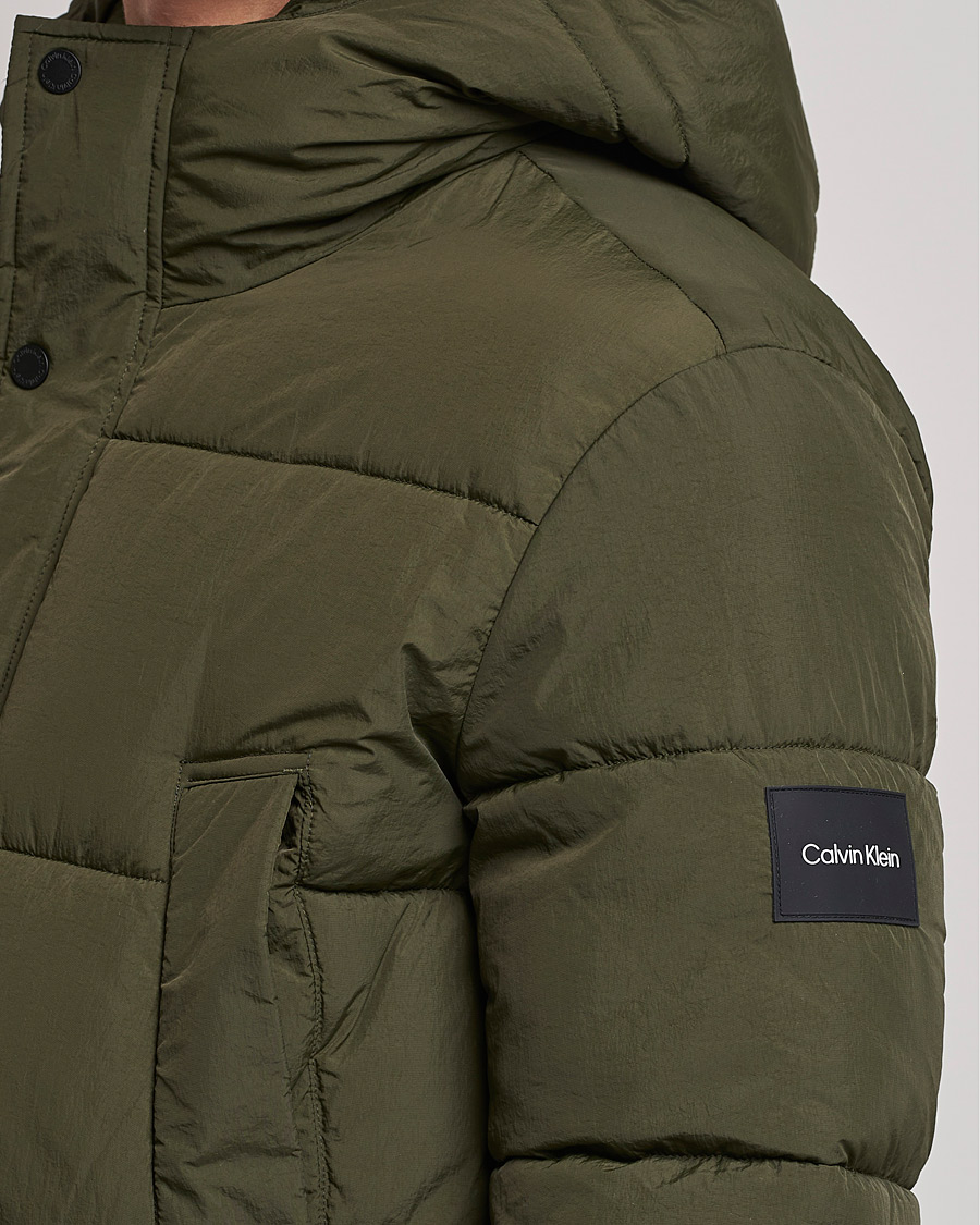 Herren | Jacken | Calvin Klein | Crinkle Nylon Long Puffer Jacker Dark Olive