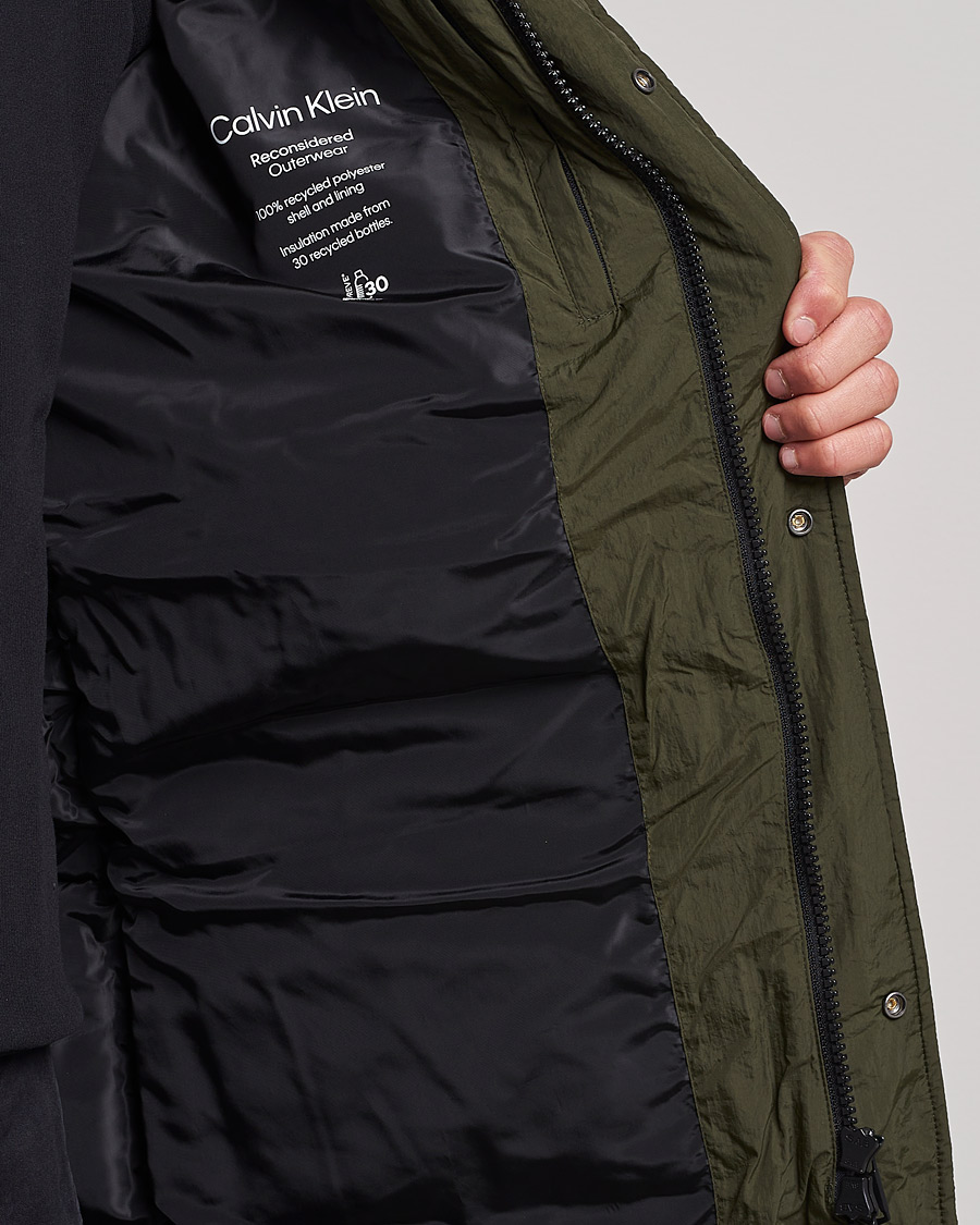 Herren | Jacken | Calvin Klein | Crinkle Nylon Long Puffer Jacker Dark Olive