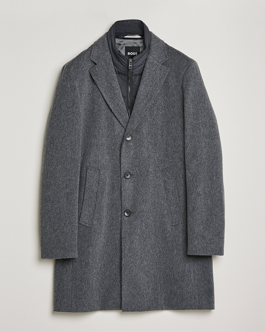 Herren | Jacken | BOSS BLACK | BOSS Hyde Wool/Cashmere Stand Up Collar Coat Silver