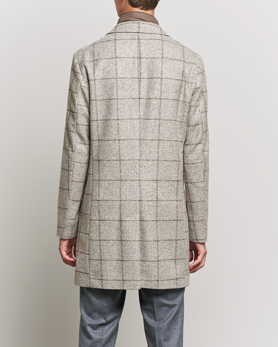 Herren | Jacken | BOSS BLACK | BOSS Hyde Wool Checked Stand Up Collar Coat Medium Beige