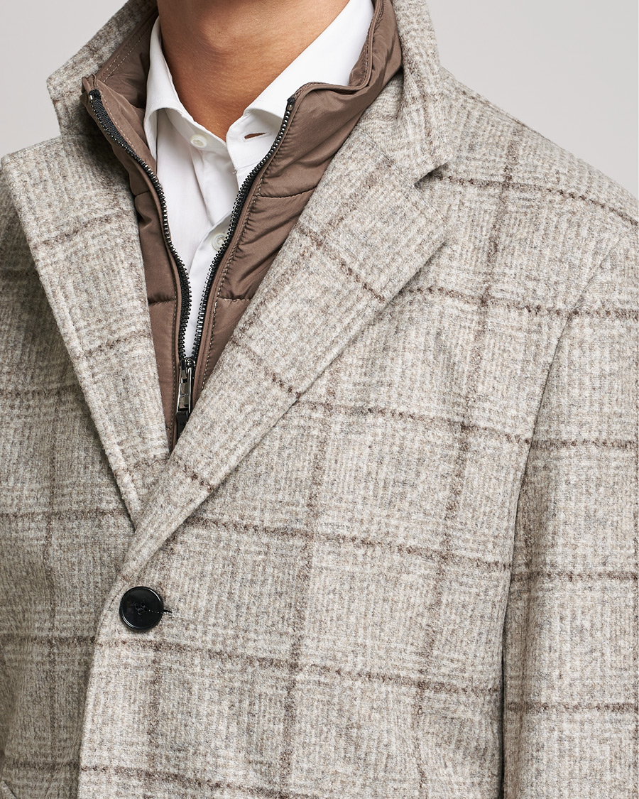 Herren | Jacken | BOSS BLACK | BOSS Hyde Wool Checked Stand Up Collar Coat Medium Beige