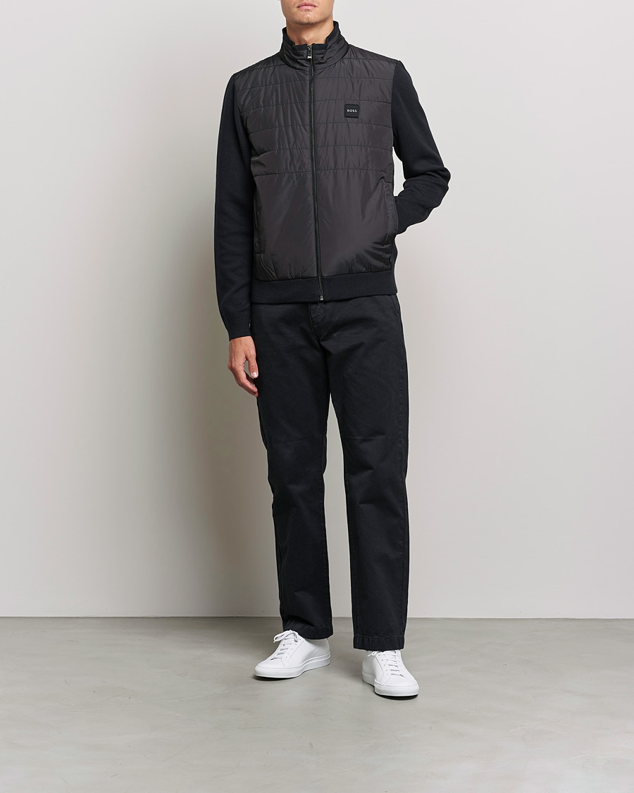 Herren | Pullover | BOSS BLACK | BOSS Lavando Hybrid Full Zip Black