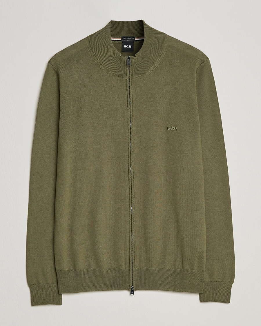 Herren | Pullover | BOSS BLACK | Balonso Full Zip Sweater Open Green