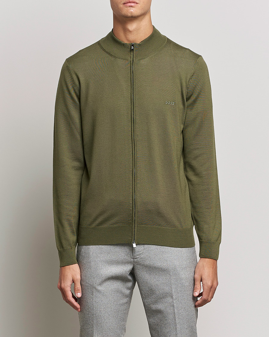 Herren | Pullover | BOSS BLACK | Balonso Full Zip Sweater Open Green
