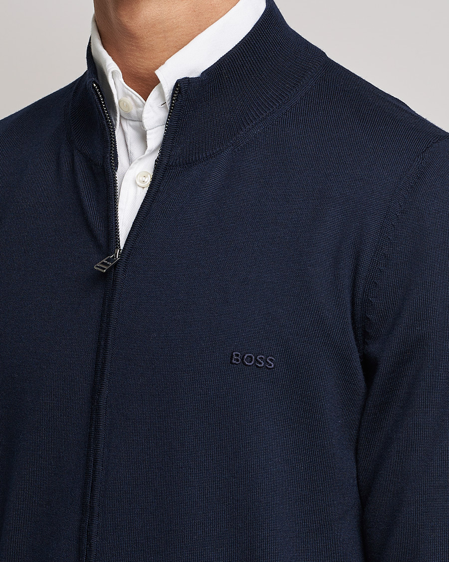 Herren | Pullover | BOSS BLACK | Balonso Full Zip Sweater Dark Blue